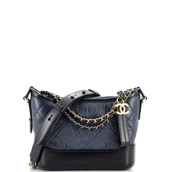 Chanel Gabrielle Hobo Bag Small Black/White in Calfskin with