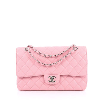 Chanel Classic Double Flap Bag Quilted Caviar Medium Pink
