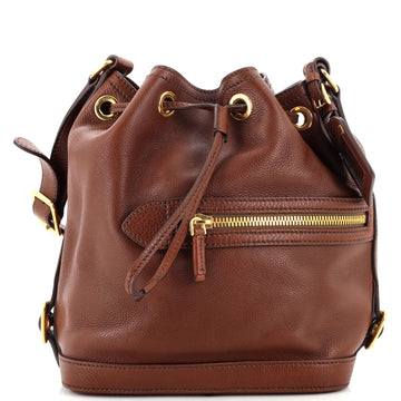 Prada Front Zip Bucket Bag Vitello Daino Medium