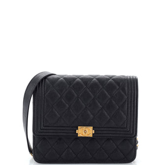 Boy Square Wallet on Chain Quilted Caviar