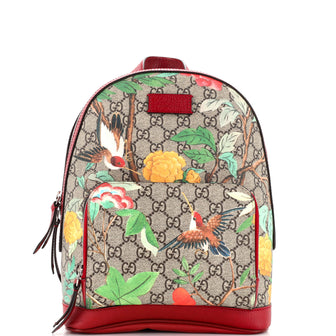 Gucci Zip Pocket Backpack Tian Print GG Coated Canvas Small