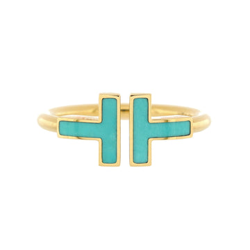 Tiffany & Co. T Wire Ring 18K Yellow Gold with Turquoise