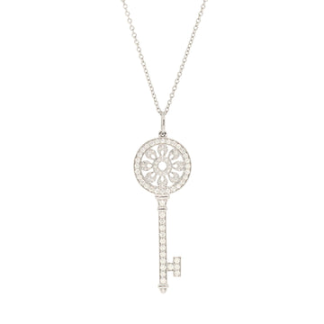 Tiffany & Co. Petals Key Pendant Necklace Platinum with Diamonds Mini