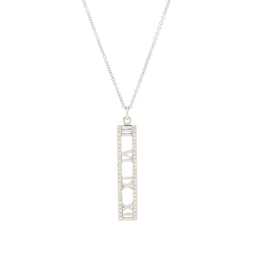 Tiffany & Co. Atlas Open Bar Pendant Necklace 18K White Gold with Diamonds Large