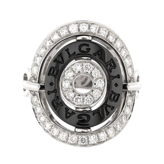 Bvlgari Astrale Cerchi Shield Ring 18K White Gold with Diamonds and Ceramic