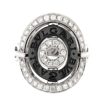 Bvlgari Astrale Cerchi Shield Ring 18K White Gold with Diamonds and Ceramic