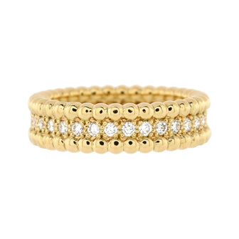 Van Cleef & Arpels Perlee 1 Row Band Ring 18K Yellow Gold and Diamonds