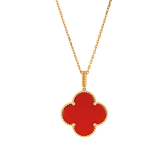 Van Cleef & Arpels Magic Alhambra Pendant Long Necklace 18K Yellow Gold and Carnelian
