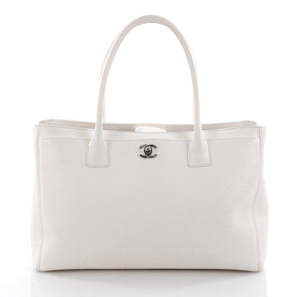 Chanel Cerf Executive Tote Leather Medium White