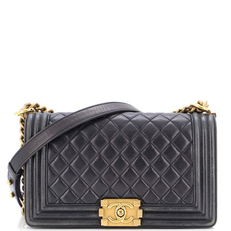 Chanel Boy Flap Bag Quilted Lambskin Old Medium