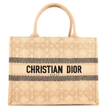 Christian Dior Book Tote Cannage Embroidered Raffia Medium