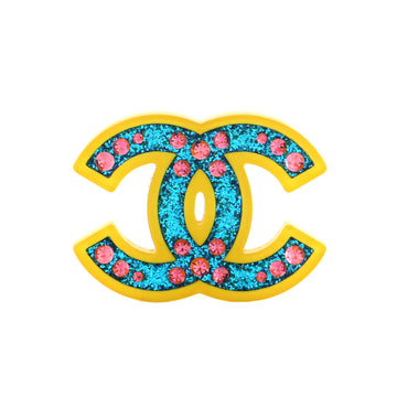 Chanel CC Brooch Resin and Glitter with Crystals