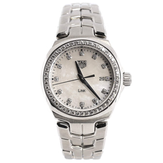 Tag Heuer Link Quartz Watch Stainless Steel with Diamond Bezel and Markers and Mother of Pearl 32
