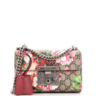 Gucci Padlock Shoulder Bag Blooms Print GG Coated Canvas Small