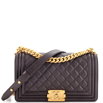 Chanel Boy Flap Bag Quilted Caviar Old Medium