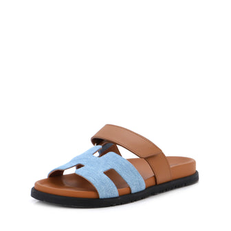 Hermes Women's Chypre Sandals Leather and Denim