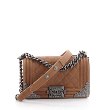 Chanel Paris-Dallas Boy Flap Bag Quilted Calfskin with Metal Adornments Small Brown