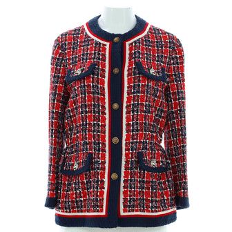 Gucci Women's Four Pocket Collarless Jacket Tweed