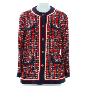Gucci Women's Four Pocket Collarless Jacket Tweed