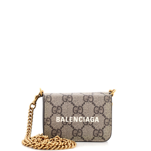 GUCCI×BALENCIAGA コンパクトウォレット Gucci x Balenciaga The Hacker Project Wallet on Chain GG Coated