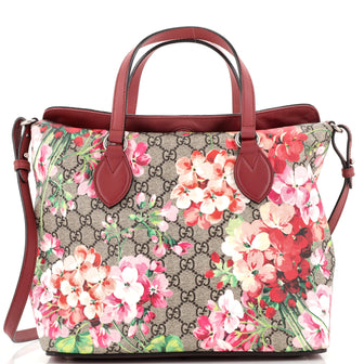 Gucci Signature Fold Over Tote Blooms Print GG Coated Canvas Medium