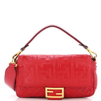 Fendi Baguette NM Bag Zucca Embossed Leather Medium