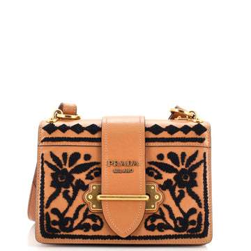 Prada Cahier Crossbody Bag Embroidered Leather Small
