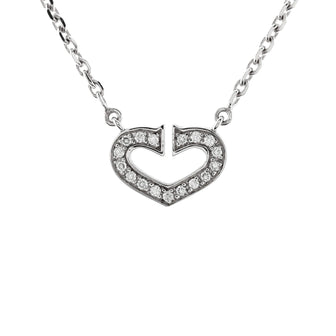 Cartier C Heart de Cartier Pendant Necklace 18K White Gold with Pave Diamonds