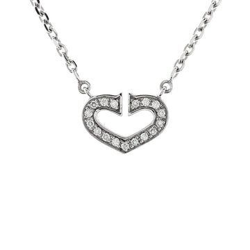 Cartier C Heart de Cartier Pendant Necklace 18K White Gold with Pave Diamonds