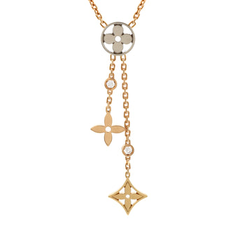 Louis Vuitton Idylle Blossom Y Pendant Necklace 18K Tricolor Gold with Diamonds