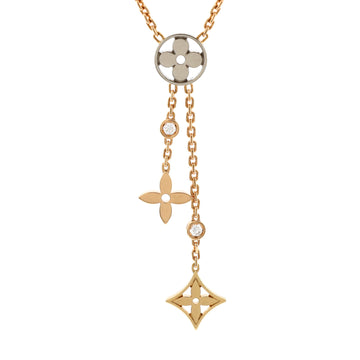 Louis Vuitton Idylle Blossom Y Pendant Necklace 18K Tricolor Gold with Diamonds