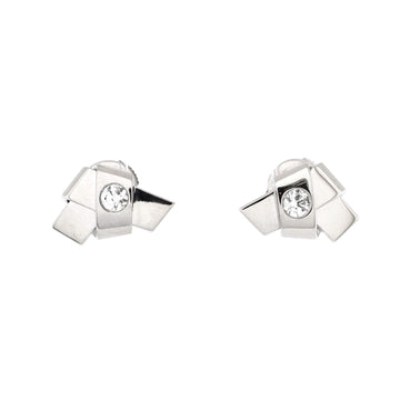 Cartier Ribbon Knot Stud Earrings 18K White Gold with Diamond