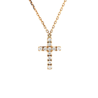 Cartier Cross Pendant Necklace 18K Rose Gold with Diamonds