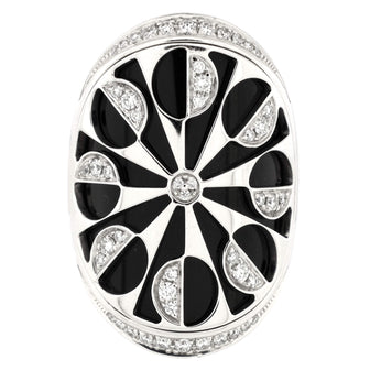 Bvlgari Intarsio Ring 18K White Gold with Onyx and Diamonds