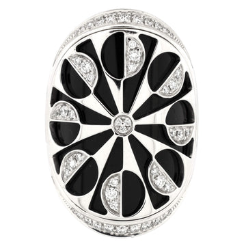 Bvlgari Intarsio Ring 18K White Gold with Onyx and Diamonds