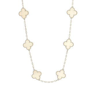 Van Cleef & Arpels Vintage Alhambra 10 Motifs Necklace 18K White Gold and Mother of Pearl