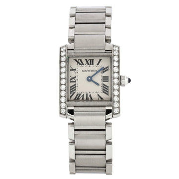 Cartier Tank Francaise Quartz Watch Stainless Steel with Diamond Bezel 20