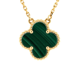 Van Cleef & Arpels Vintage Alhambra Pendant Necklace 18K Yellow Gold and Malachite