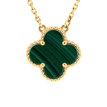 Van Cleef & Arpels Vintage Alhambra Pendant Necklace 18K Yellow Gold and Malachite