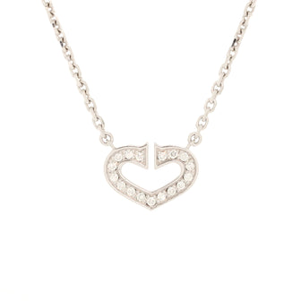 Cartier C Heart de Cartier Pendant Necklace 18K White Gold with Pave Diamonds