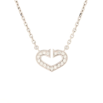 Cartier C Heart de Cartier Pendant Necklace 18K White Gold with Pave Diamonds