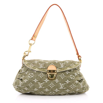 Louis Vuitton Pleaty Handbag Denim Mini Green 2200401