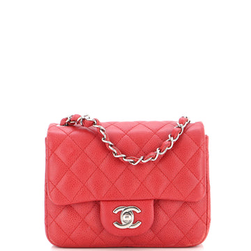 Chanel Square Classic Single Flap Bag Quilted Caviar Mini
