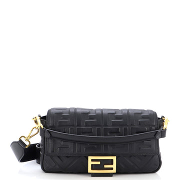 Fendi Baguette NM Bag Zucca Embossed Leather Medium
