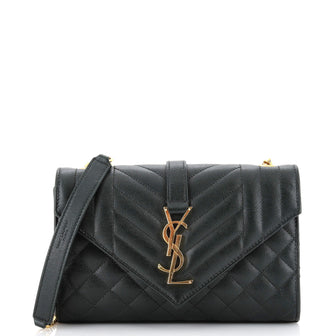 Saint Laurent Classic Monogram Envelope Satchel Mixed Matelasse Leather Small
