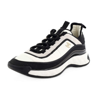 Chanel Women's CC Cap Toe Logo Sneakers Suede and Mixed Fibers