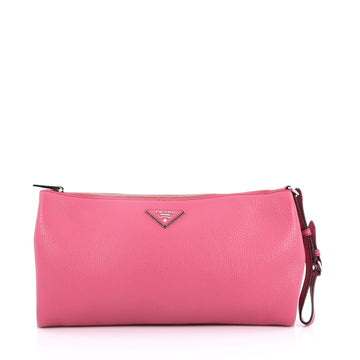 Prada Wristlet Clutch Vitello Daino Large Pink 2201201