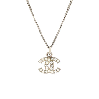 Chanel CC Crystal Logo Necklace Metal
