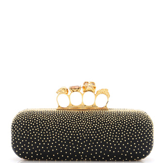 Alexander McQueen Knuckle Box Clutch Studded Leather Long