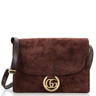 Gucci GG Ring Shoulder Bag Suede Medium